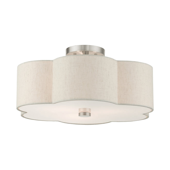 Three Light Semi Flush Mount from the Solstice collection in Brushed Nickel finish