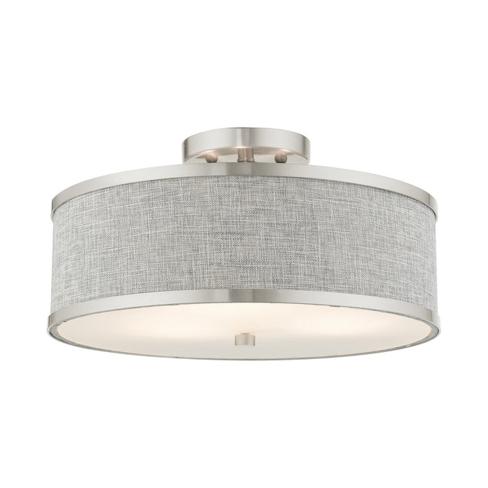 Three Light Semi Flush Mount from the Park Ridge collection in Brushed Nickel finish