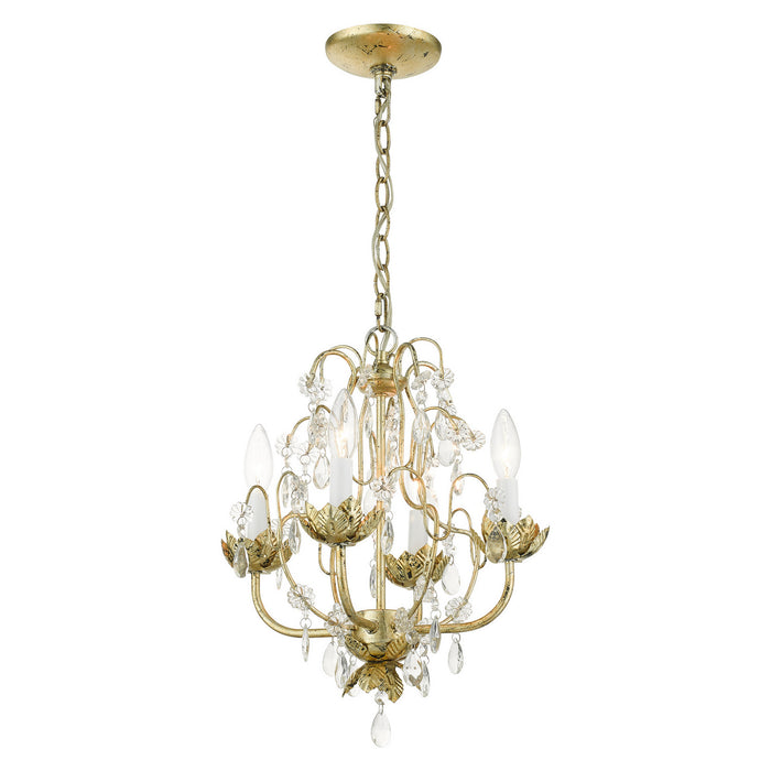 Four Light Chandelier from the Acanthus collection in Winter Gold finish