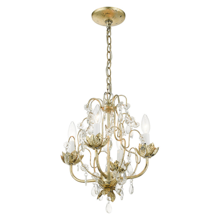 Four Light Chandelier from the Acanthus collection in Winter Gold finish