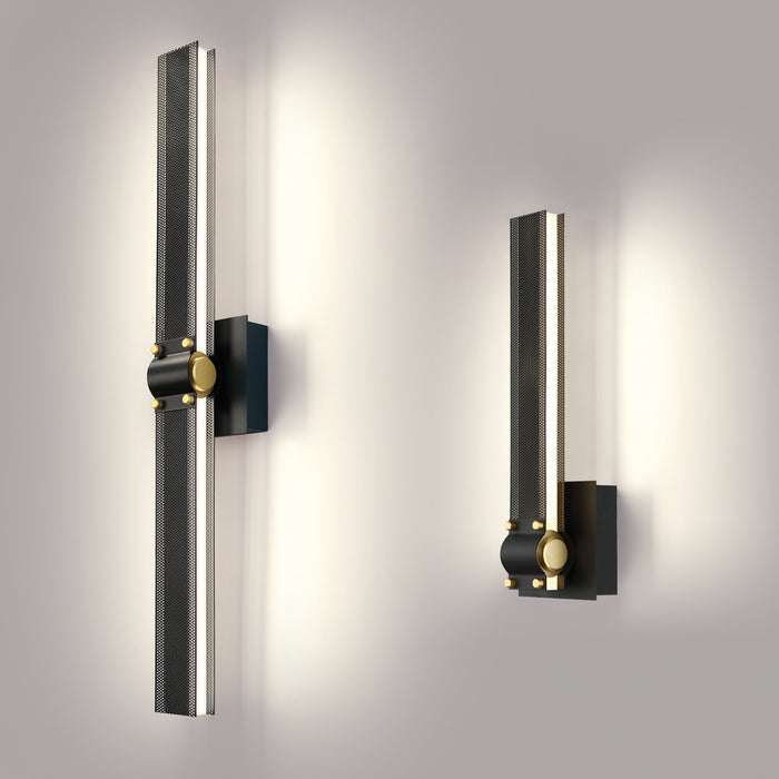 LED Wall Sconce from the Admiral collection in Matte Black/Gold finish
