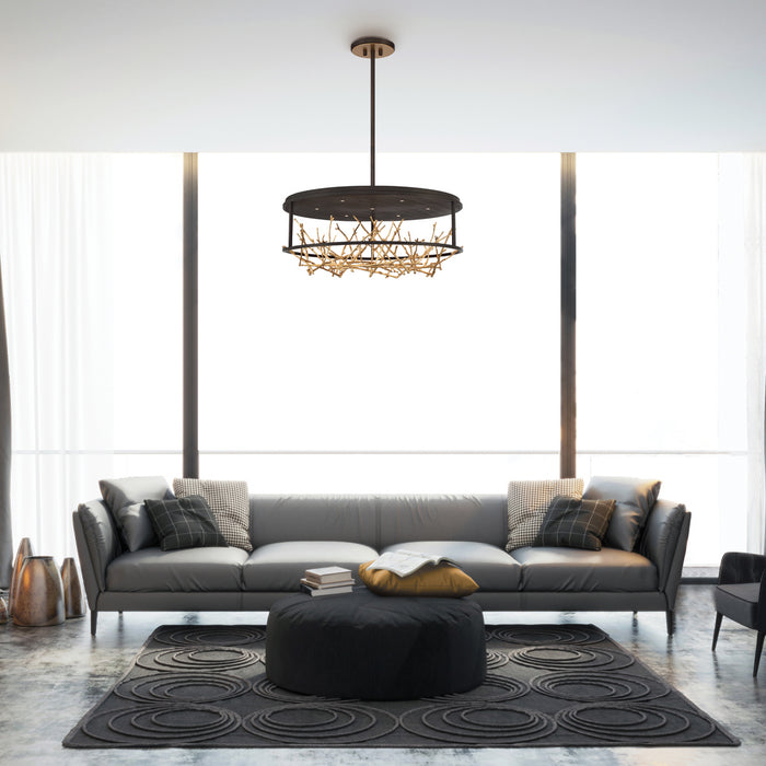 LED Chandelier from the Aerie collection in Bronze/Gold finish