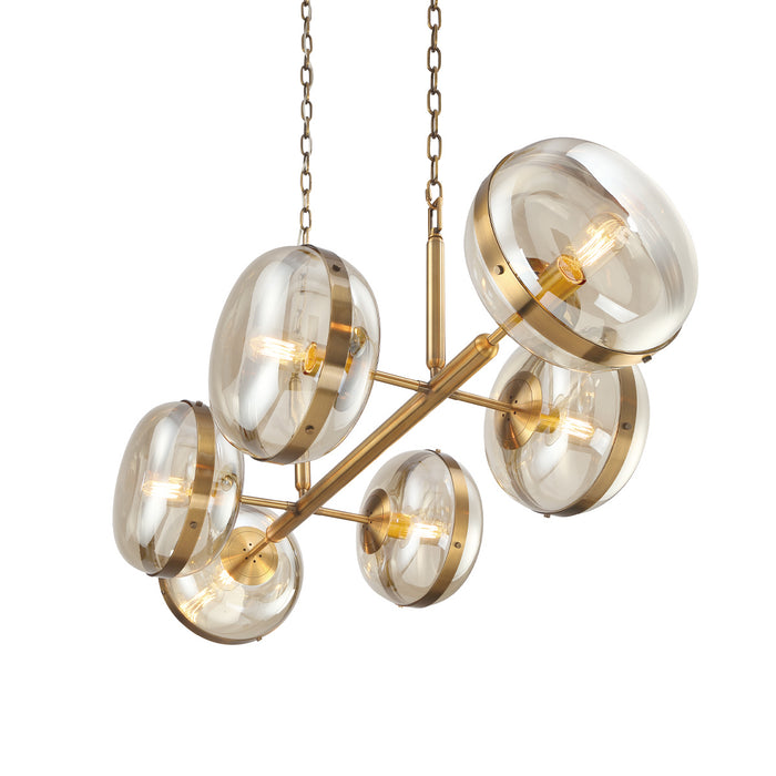 Six Light Chandelier from the Nottingham collection in Ancient Brass finish