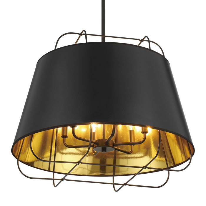 Six Light Pendant from the Tura collection in Black finish