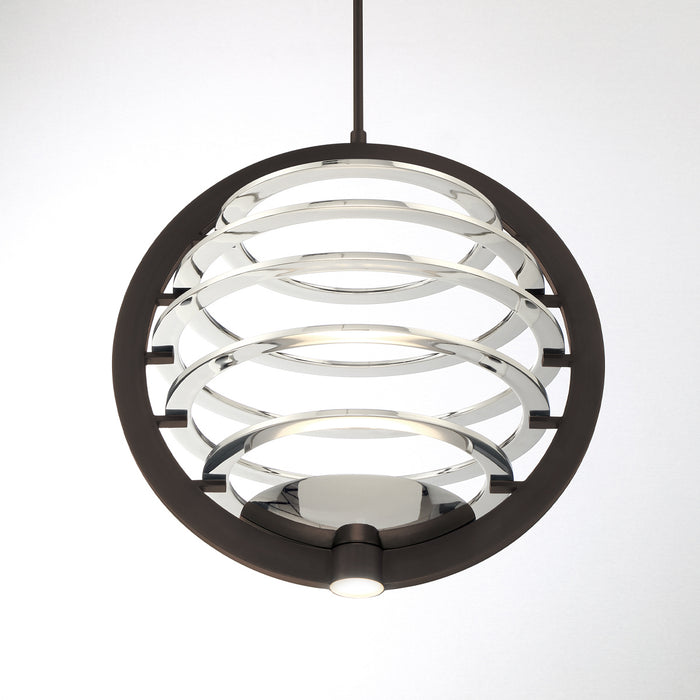 LED Chandelier from the Ombra collection in Dark Bronze/Polished Nickel finish
