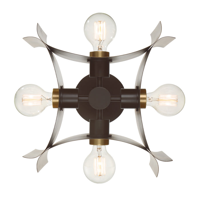 Four Light Semi Flush Mount from the Metallo collection in Vintage Nickel finish
