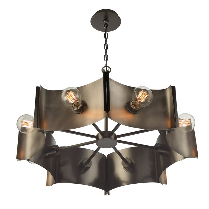 Eight Light Chandelier from the Metallo collection in Vintage Nickel finish