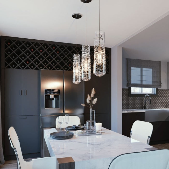 One Light Pendant from the Spun collection in Satin Nickel finish