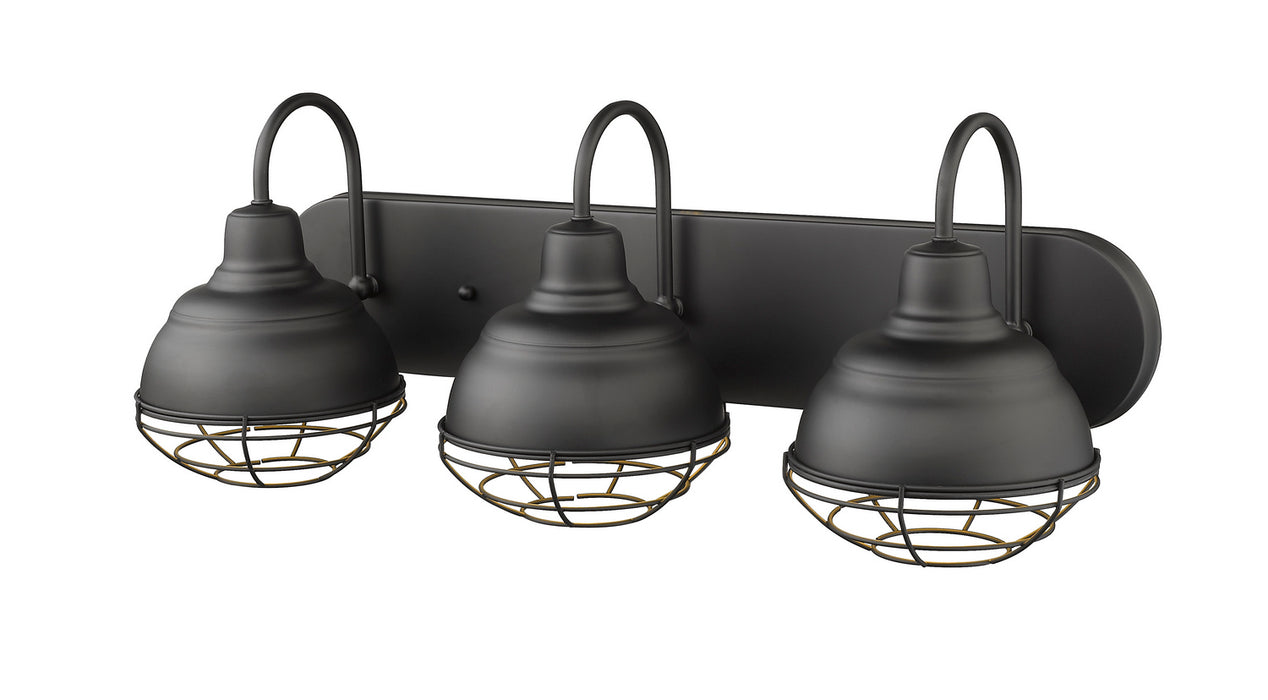 Three Light Vanity from the Neo-Industrial collection in Matte Black finish