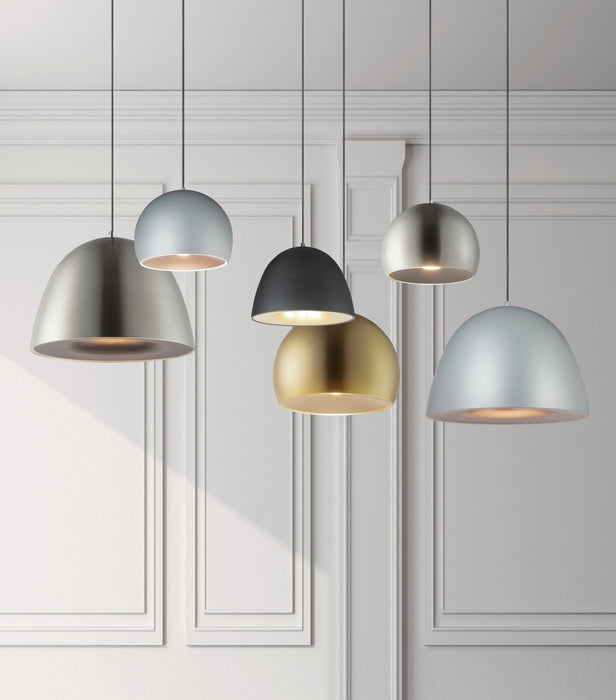 LED Pendant from the Palla collection in Satin Nickel / Black finish