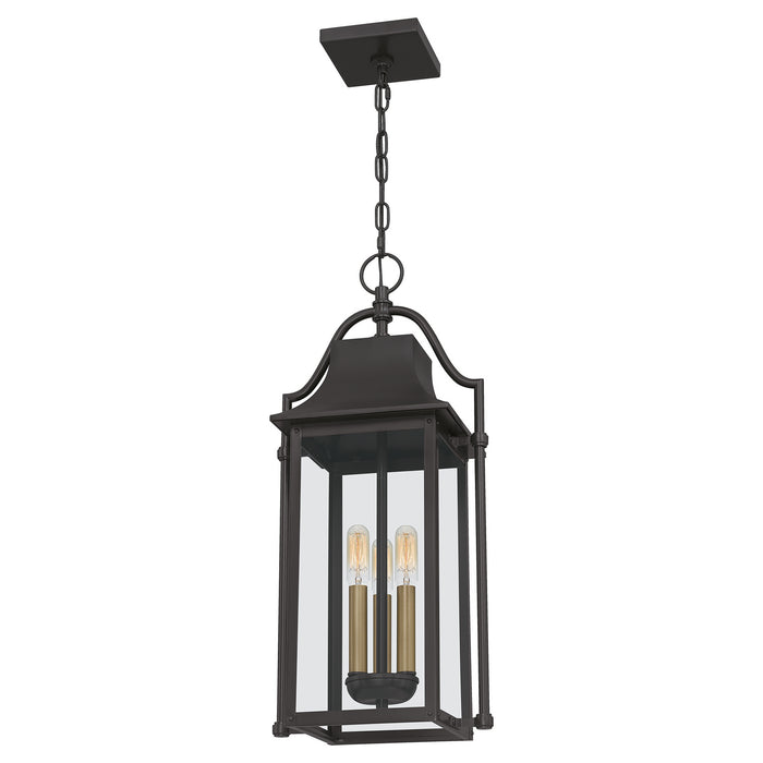 Three Light Outdoor Hanging Lantern from the Manning collection in Western Bronze finish