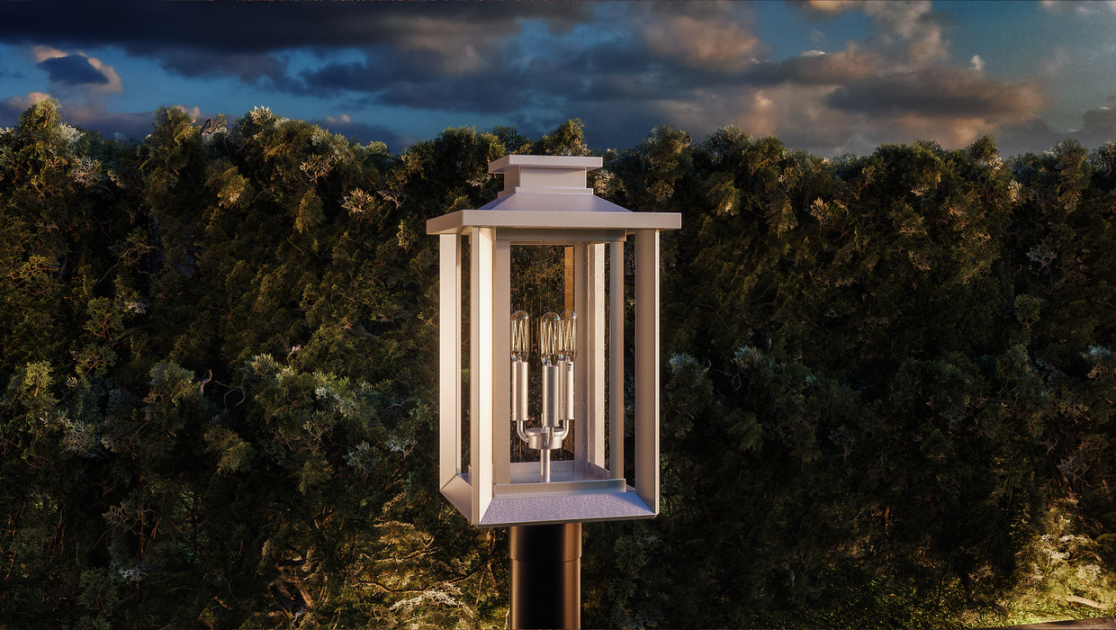 Three Light Outdoor Post Mount from the Wakefield collection in White Lustre finish