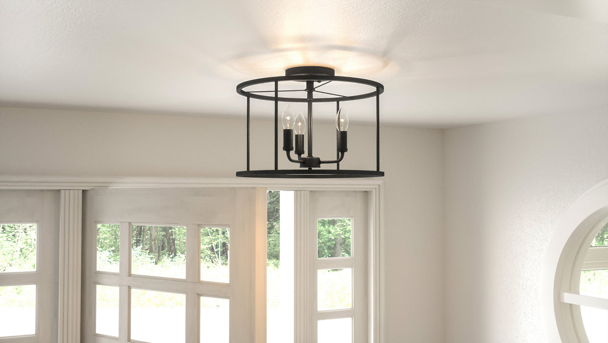 Three Light Semi Flush Mount from the Abner collection in Matte Black finish