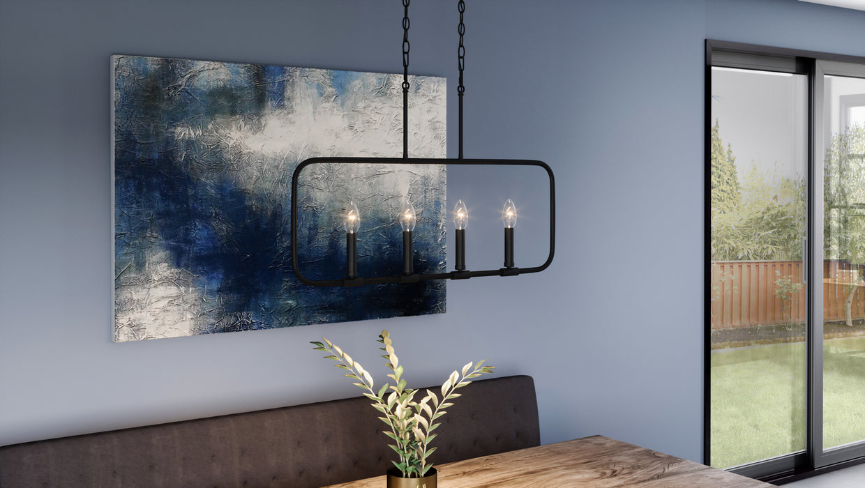 Four Light Linear Chandelier from the Abner collection in Matte Black finish