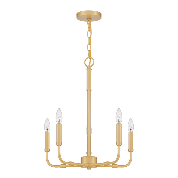 Five Light Chandelier from the Abner collection in Aged Brass finish