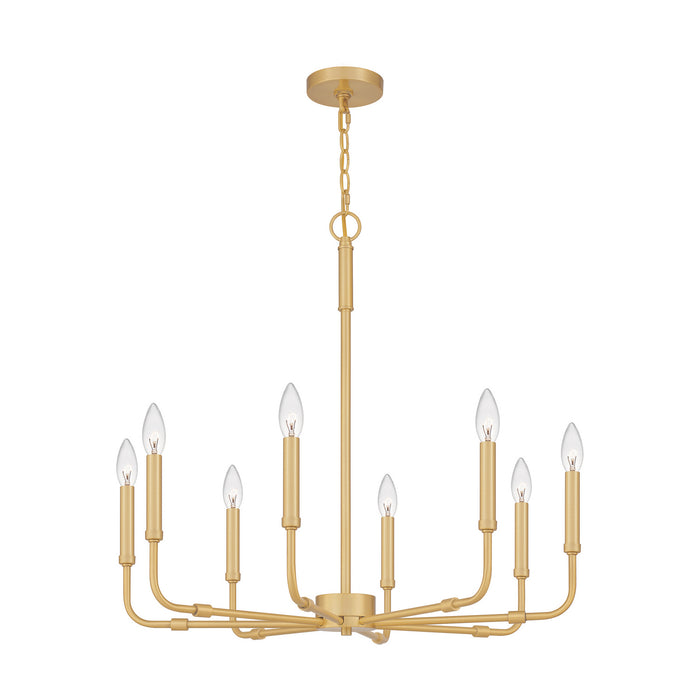 Eight Light Chandelier from the Abner collection in Aged Brass finish