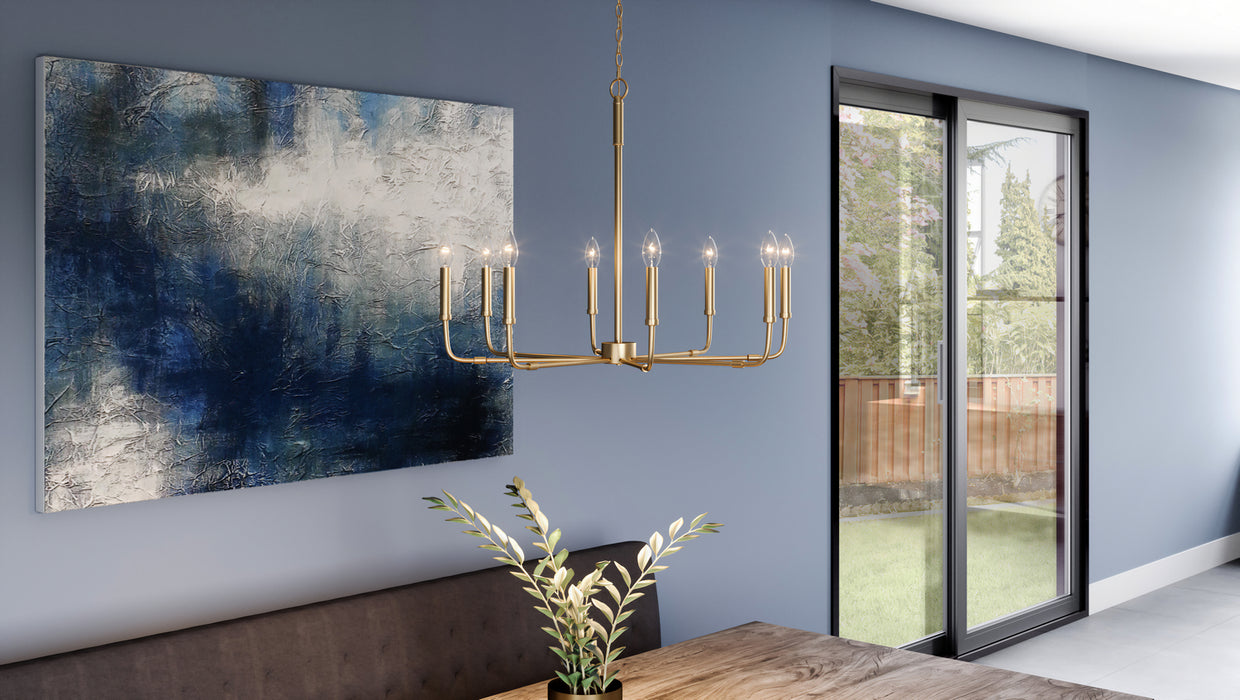 Eight Light Chandelier from the Abner collection in Aged Brass finish