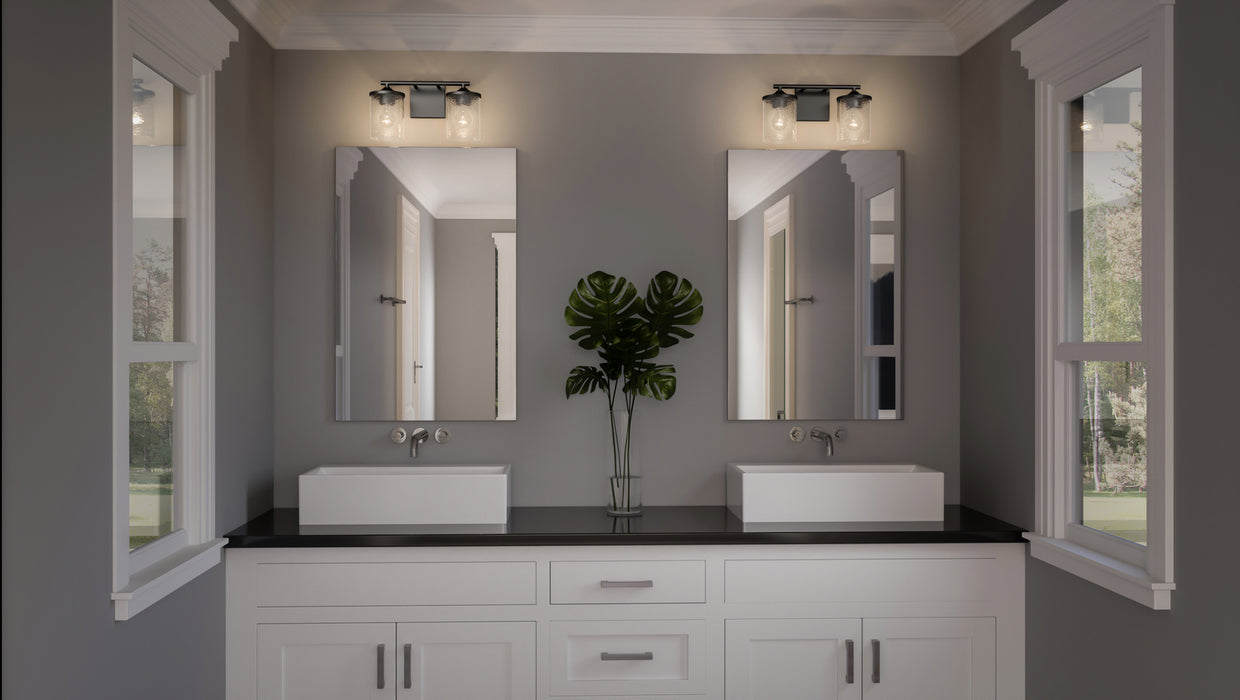 Two Light Bath from the Abner collection in Matte Black finish