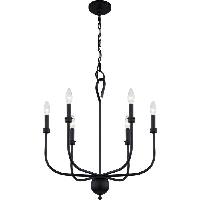 Six Light Chandelier from the Blanche collection in Matte Black finish