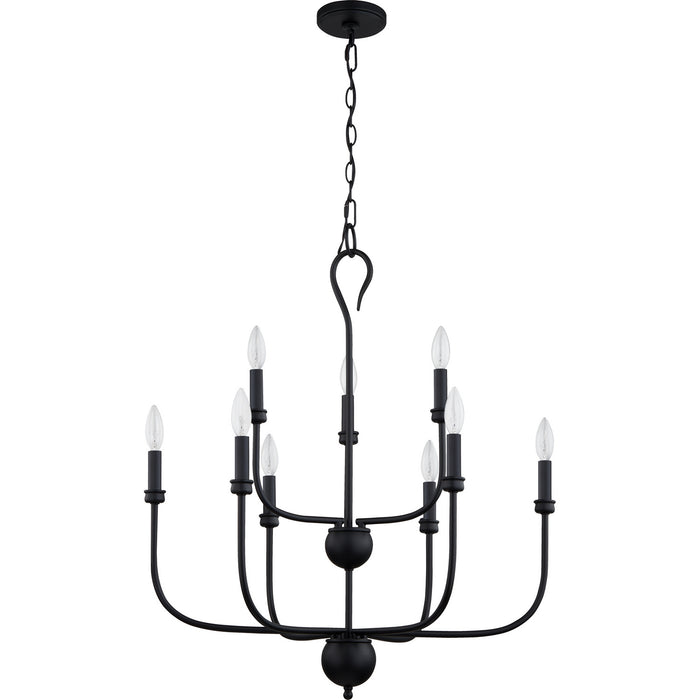Nine Light Chandelier from the Blanche collection in Matte Black finish
