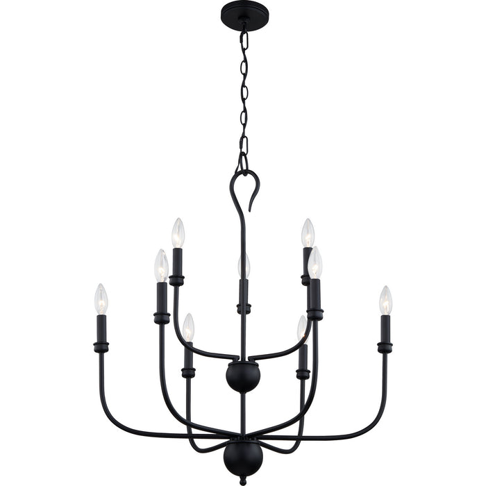 Nine Light Chandelier from the Blanche collection in Matte Black finish