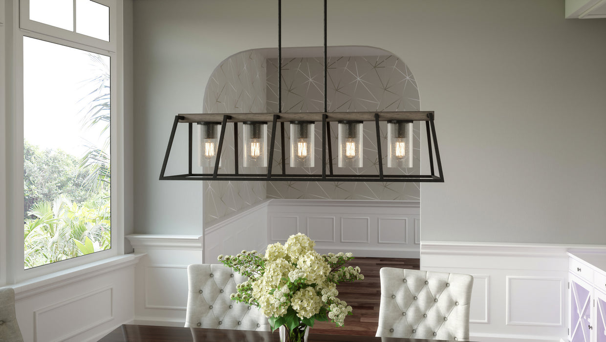 Five Light Linear Chandelier from the Brockton collection in Grey Ash finish