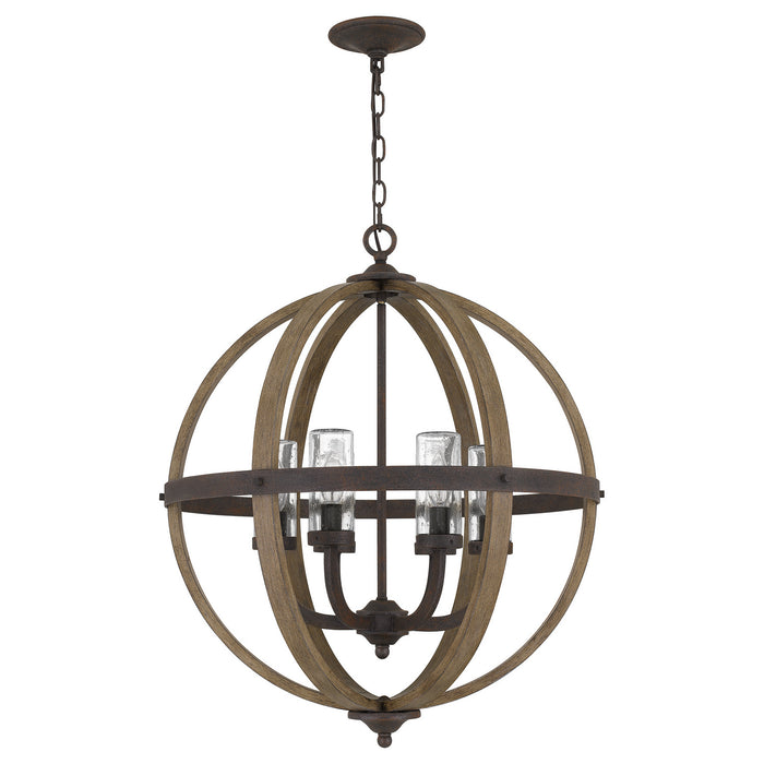 Six Light Pendant from the Fusion collection in Rustic Black finish