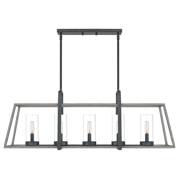 Five Light Linear Chandelier from the Lincoln collection in Distressed Iron finish