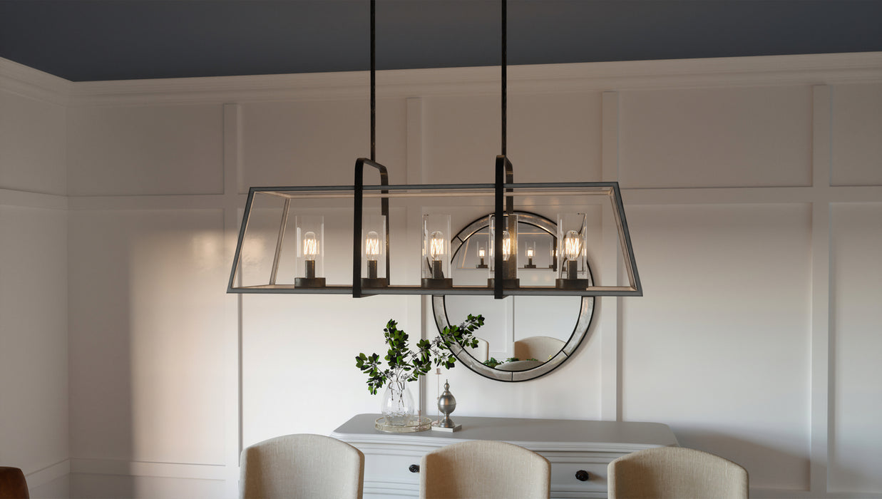 Five Light Linear Chandelier from the Lincoln collection in Distressed Iron finish
