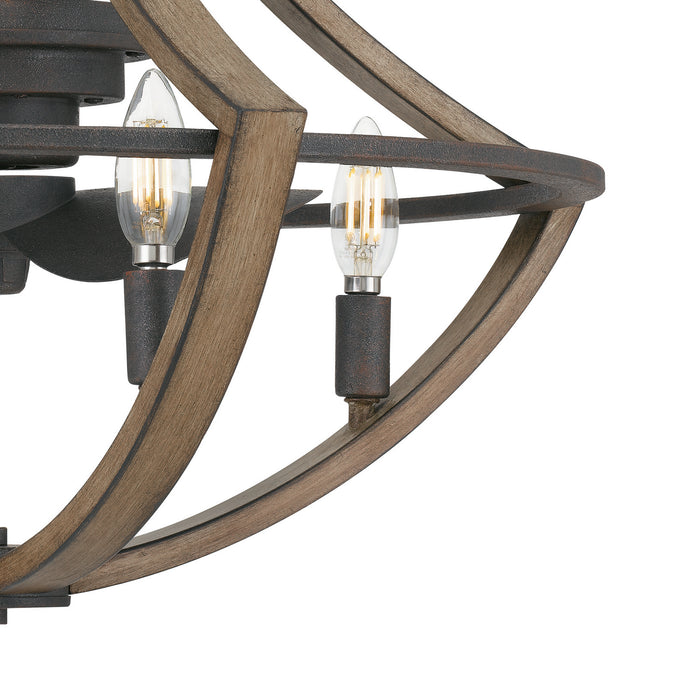 Four Light Fandelier from the Shire collection in Rustic Black finish