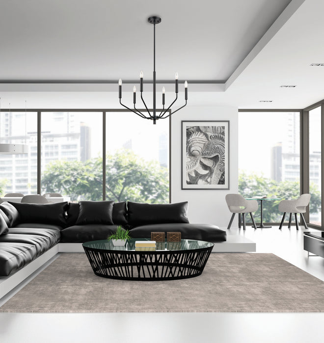 Six Light Chandelier in Matte Black finish