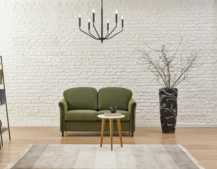 Six Light Chandelier in Matte Black finish