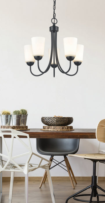 Five Light Chandelier from the Ivey Lake collection in Matte Black finish