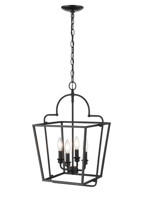 Four Light Pendant in Matte Black finish