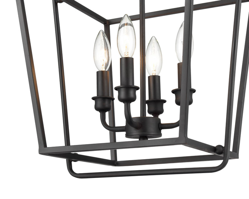 Four Light Pendant in Matte Black finish