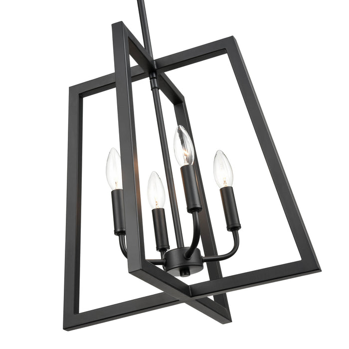 Four Light Pendant in Matte Black finish
