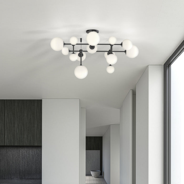 LED Semi-Flush Mount from the Sabon™ collection in Satin Black finish