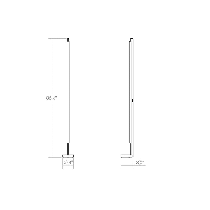 LED Floor Lamp from the Keel™ collection in Bright Satin Aluminum finish