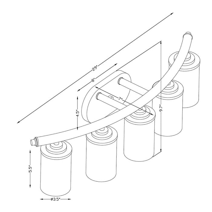Five Light Bath Vanity Light from the Ames collection in Soft Gold finish