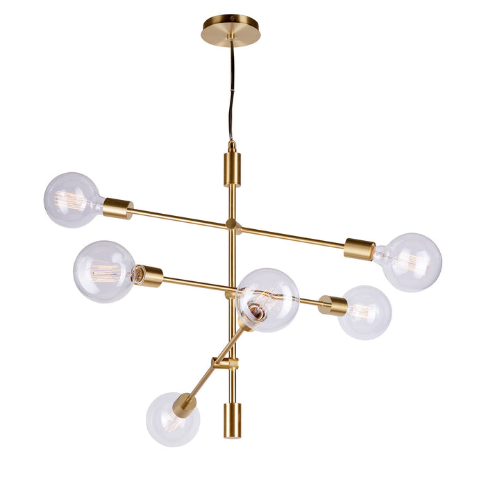Six Light Chandelier from the Baton collection in Soft Gold finish