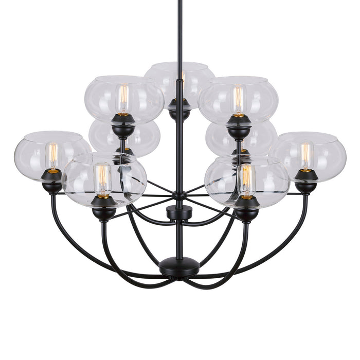 Nine Light Chandelier from the Cameron collection in Black finish