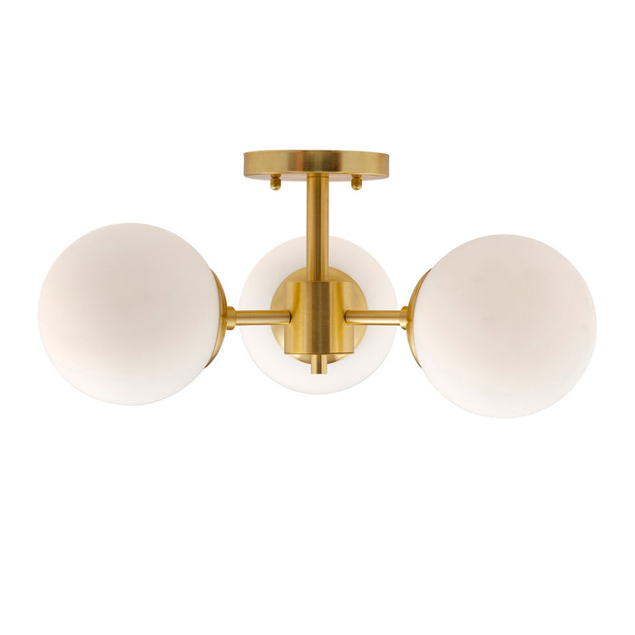 Three Light Semi Flush Mount from the Farrell collection in Soft Gold finish