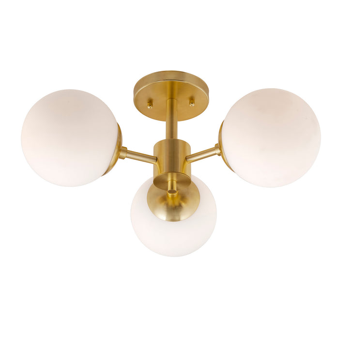 Three Light Semi Flush Mount from the Farrell collection in Soft Gold finish