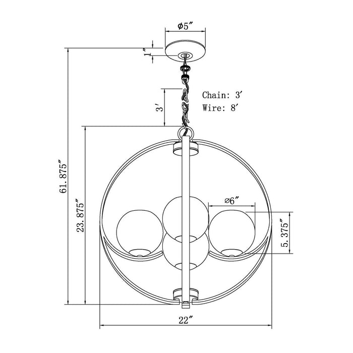 Four Light Foyer Chandelier from the Frankie collection in Antique Bronze finish