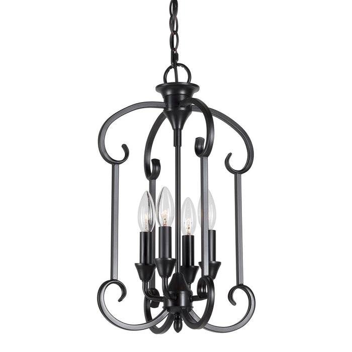 Four Light Foyer Pendant from the Ione collection in Black finish