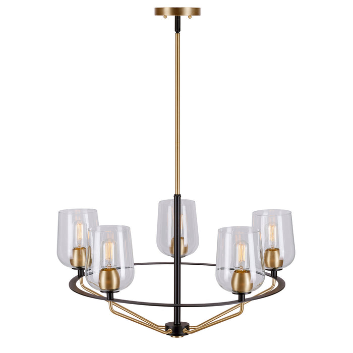 Five Light Chandelier from the Palmer collection in Black and Soft Gold finish