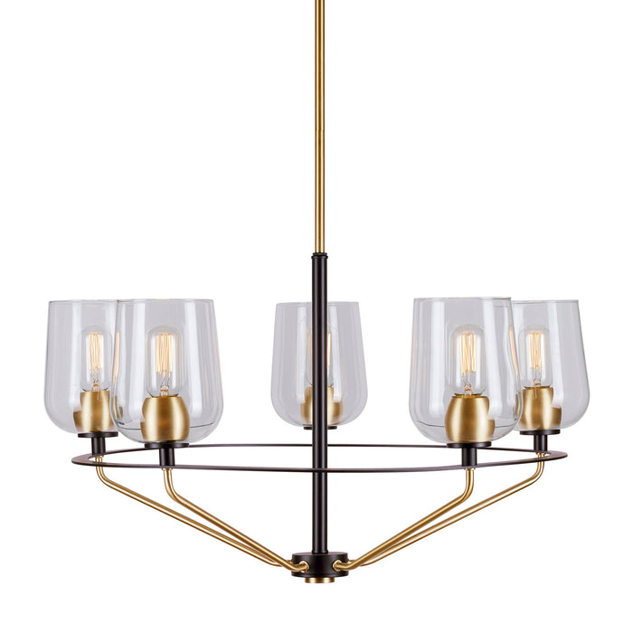 Five Light Chandelier from the Palmer collection in Black and Soft Gold finish