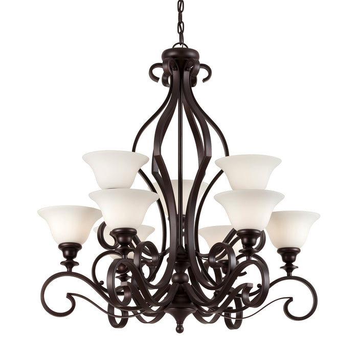 Nine Light Chandelier from the Perry collection in Antique Bronze finish
