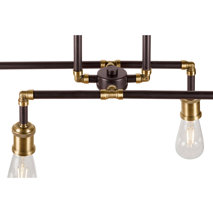 Four Light Linear Chandelier from the Piper collection in Black and Antique Brass finish