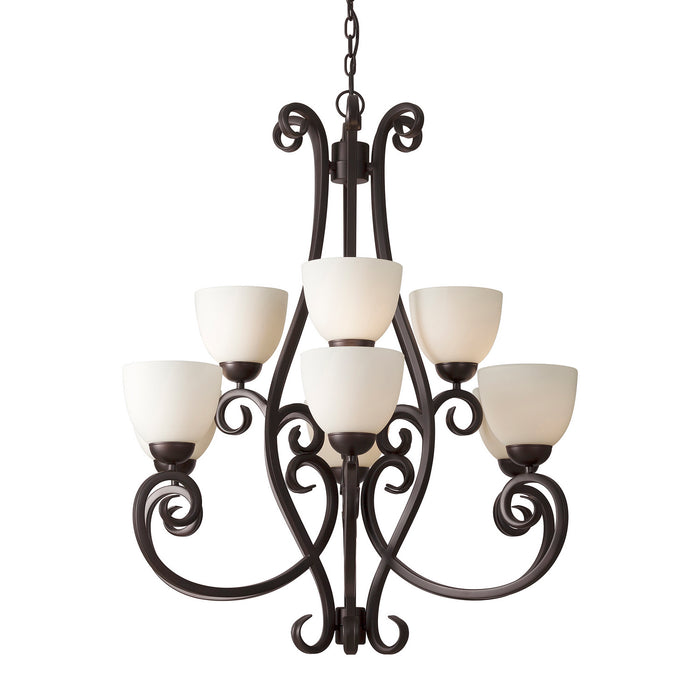 Nine Light Chandelier from the Sutter collection in Antique Bronze finish